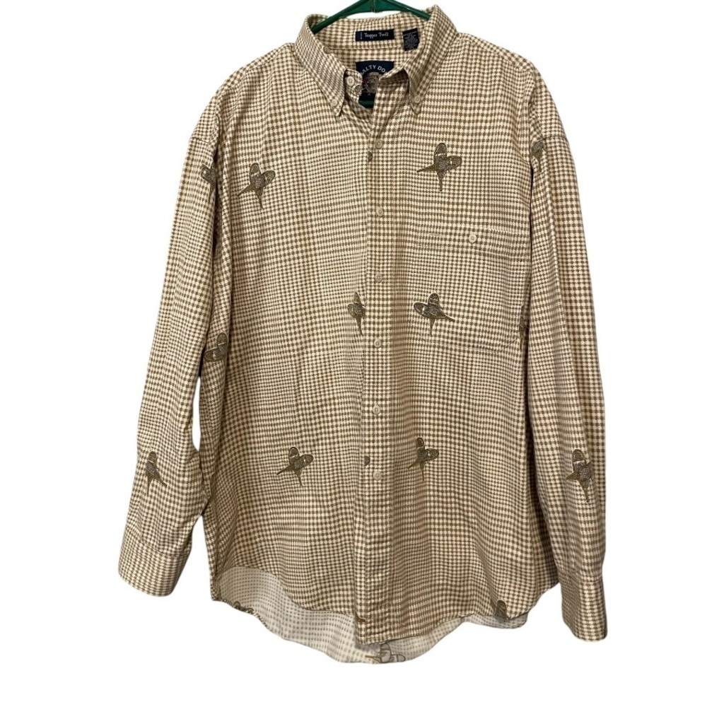 Gant Salty Dog Mens Trapper Twill Houndstooth Snowshoe Cotton Shirt Size L